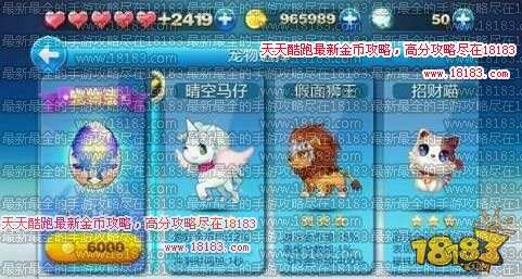 天天酷跑新宠物最全图文详细介绍