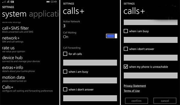WP8.1设置应用Calls+ 可设置手机蜂窝网络