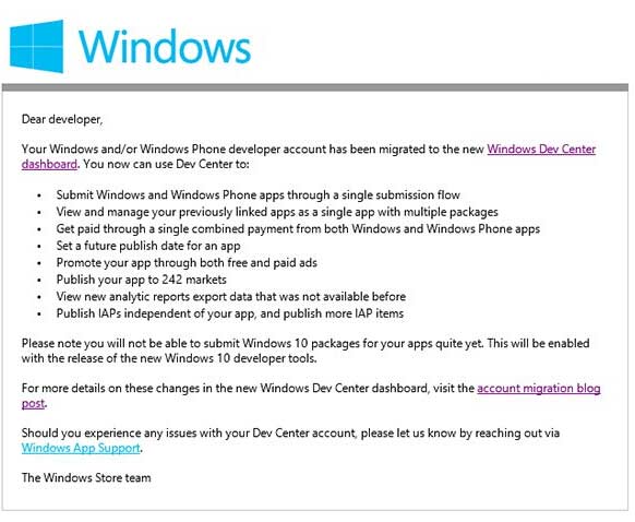 微软加速融合Win10（WP10）开发者帐户