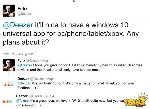 流行在线音乐《Deezer》考虑推Win10通用应用