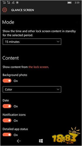 Lumia950/XL概览屏幕支持彩色背景图片