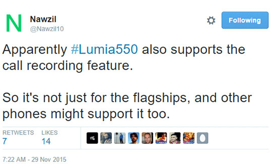Win10入门手机Lumia550同样支持通话录音功能