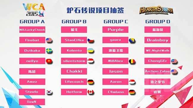 WCA2015炉石传说12月17日比赛分组一览