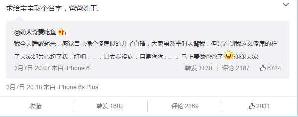 板娘微博证实有喜了 会长转职成狗爸