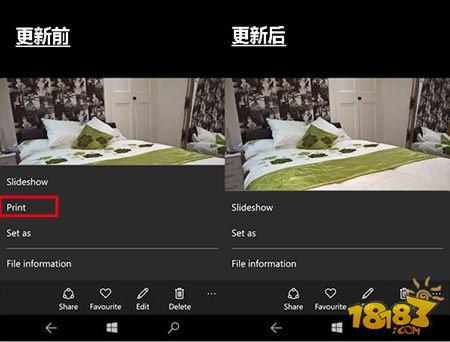 Win10移动版UWP《照片》更新：打印功能移除