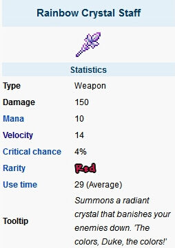 泰拉瑞亚彩虹水晶杖ID和获得方法 彩虹水晶杖怎么得