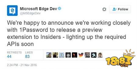 《1Password》将很快推出Win10 Edge浏览器扩展
