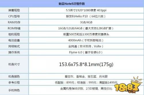魅族发布会结束 魅蓝Note5参数配置详解介绍 