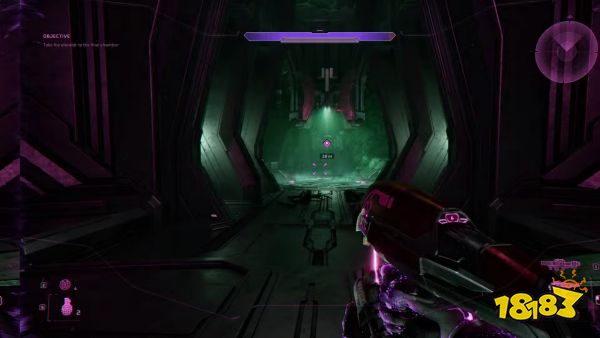 The player in Halo: Campaign Evolved looking through a doorway.
