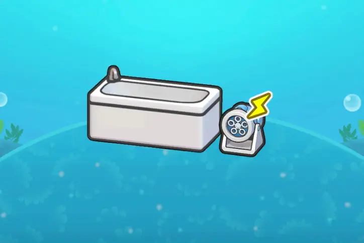 A bathtub next to a bubble machine in Pokopia
