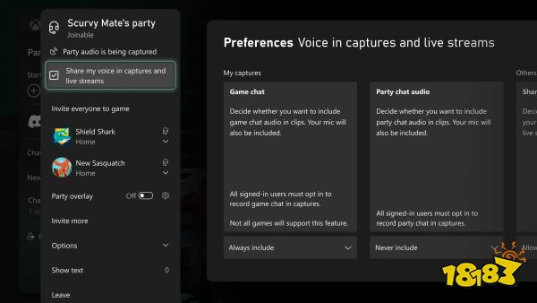 xbox voice chat in game captures