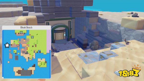 A montage showing the location where you can find the gate to access Bubbly Basin in Pokémon Pokopia