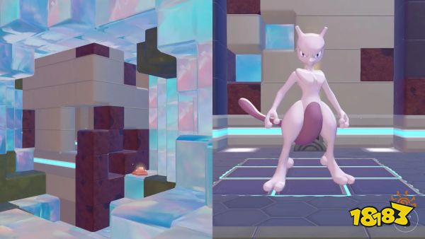 A metal room with Mewtwo inside in Pokopia.