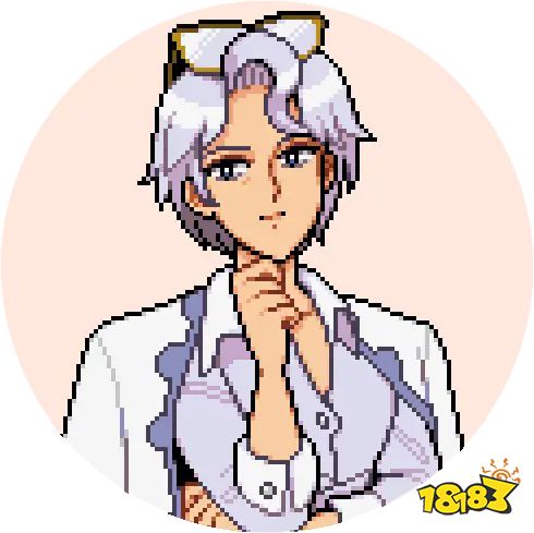 Valens, a woman with short silver hair in a white coat in Fields of Mistria