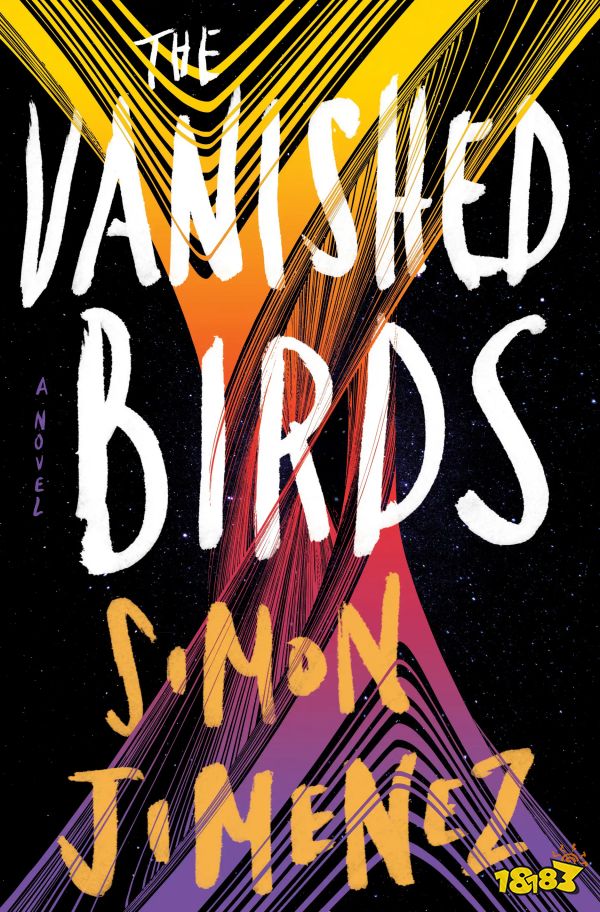 The Vanished Birds by Simon Jimenez cover has some multicolor stripes