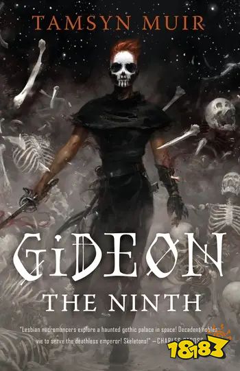 Gideon the Ninth by Tamsyn Muir has a skull man with a sword walking on the cover