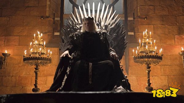 The Mad King Aerys Targaryen sits on the Iron Throne in Game of Thrones season 6.