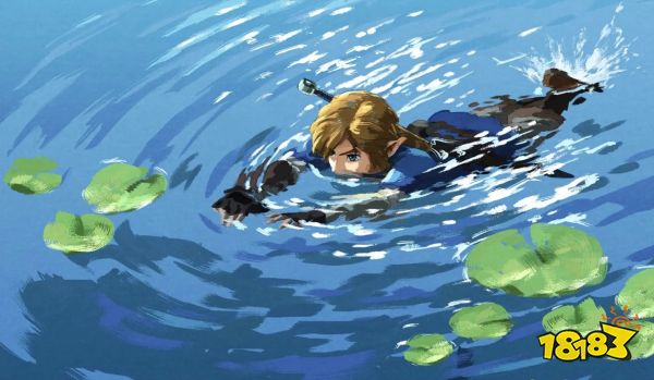 Link swimming TOTK key art