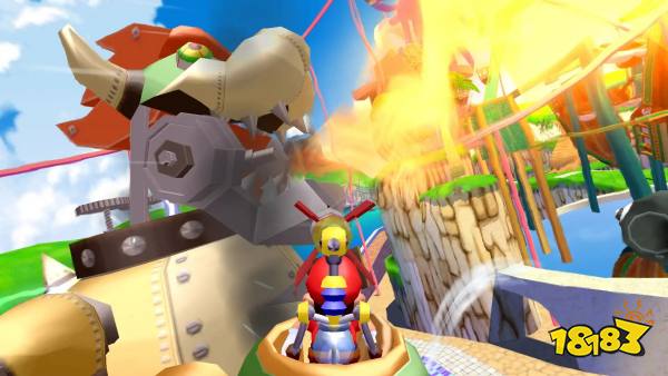 mario fights bowser mecha on rollercoaster