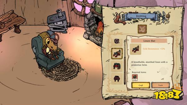 A player knitting in Winter Burrow.