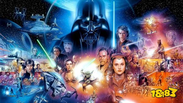Star Wars group image of many characters from original trilogy and prequels