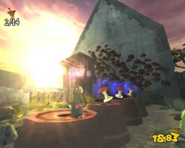 Remy stands on a pot on the Ratatouille video game.