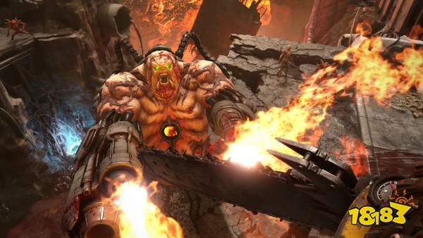Jumping at a Mancubus in Doom Eternal