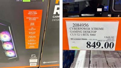 《CyberPowerPC》预装机搭载RTX 5060显卡和32GB内存，成为游戏玩家的梦幻购买；在要求100美