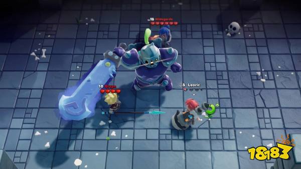 Scramble Knights Online characters battling a boss