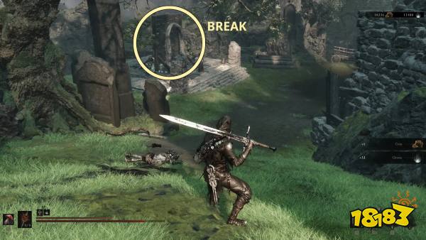 A wooden barrier blocking an illusion gate in Mortal Shell 2.