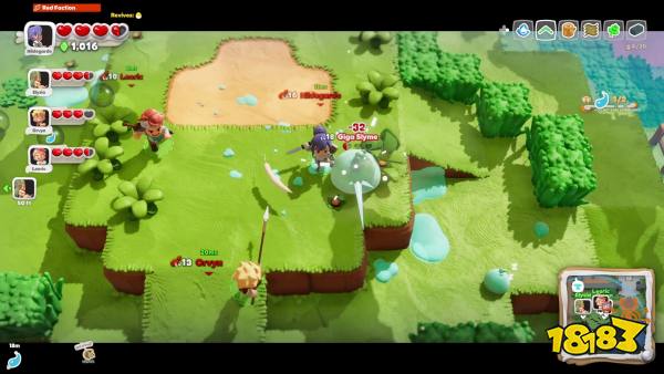 Scramble Knights Online characters battling a giga slime