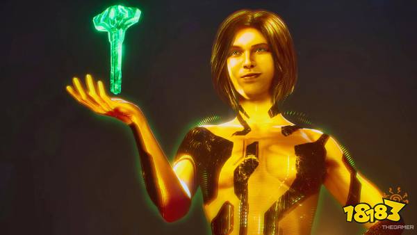 Cortana holding up the index in Halo Campaign Evolved.