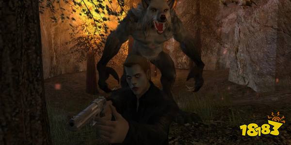 Vampire The Masquerade Bloodlines Werewolf boss standing behind a Ventrue player.
