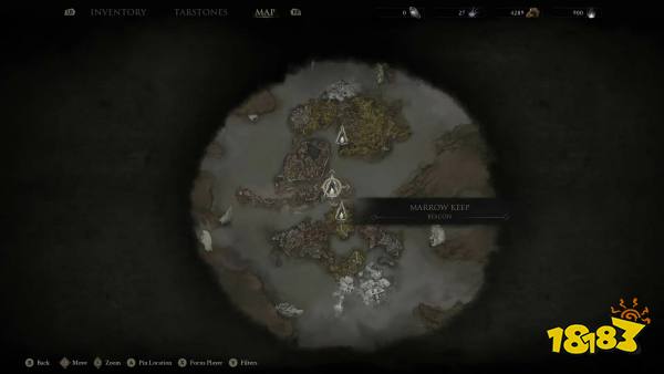The map after starting an NG+ playthrough in Mortal Shell 2.