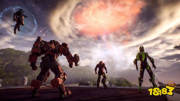 Javelins gathering in front of a stormy sky in Anthem