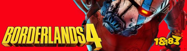 Borderlands 4 title with a mechanical character on a red background.