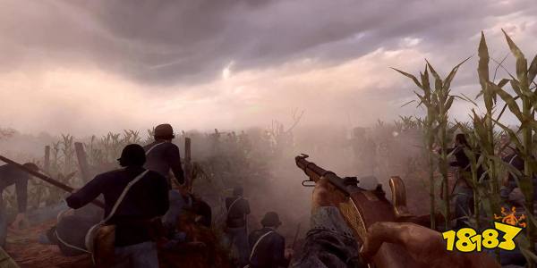 Holding a gun in a field in Darkest of Days