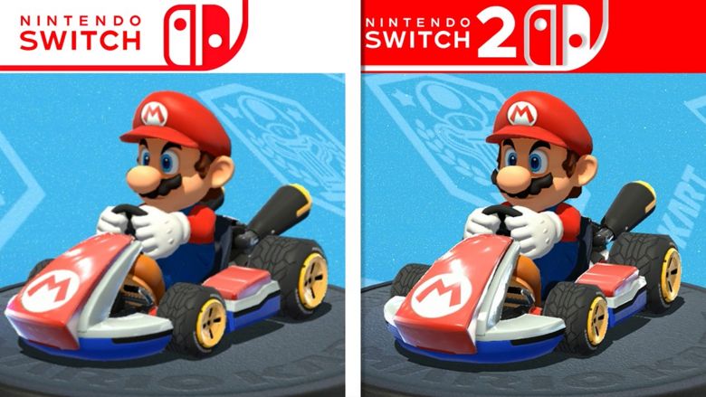 《马力欧卡丁车8 豪华版》更新后Switch与Switch 2画面对比