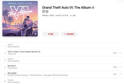 R星《GTA6: The Album》官方原声专辑上线，同步放出多张全新艺术插画