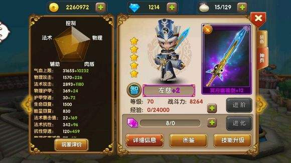 全民闯天下热门中排武将五星左慈属性