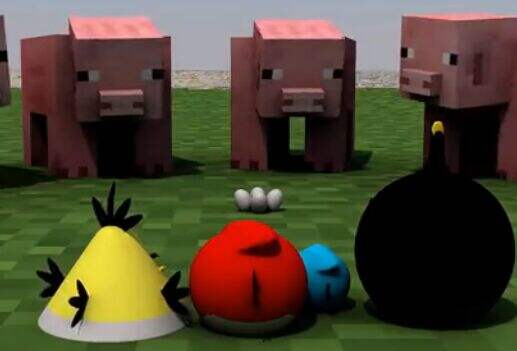 愤怒的小鸟在MC：小鸟战猪头