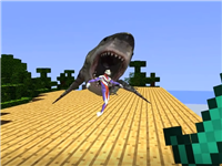 我的世界：大鲨鱼咬着奥特曼不放 小夕和其它伙伴营救奥特曼