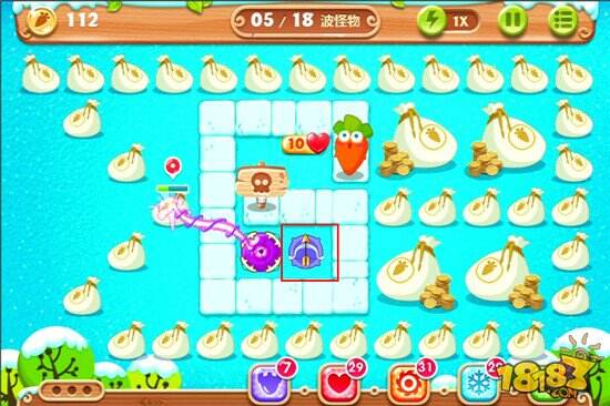 保卫萝卜2第92关金萝卜水晶攻略