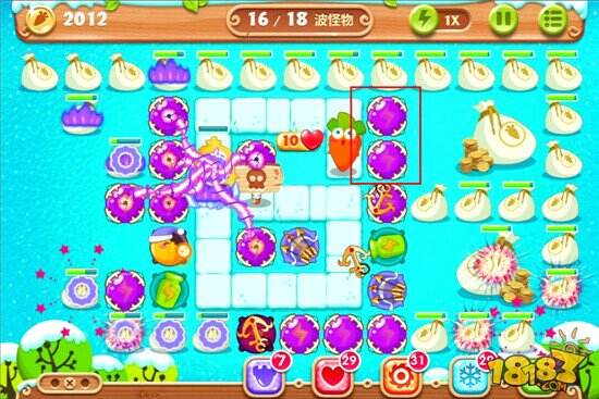 保卫萝卜2第92关金萝卜水晶攻略