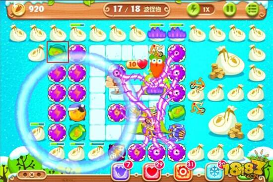 保卫萝卜2第92关金萝卜水晶攻略