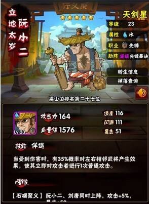 全民水浒阮小二怎么样 阮小二属性技能攻略