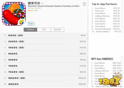 腾讯代理《糖果传奇》iOS中文版上市，改变内购模式