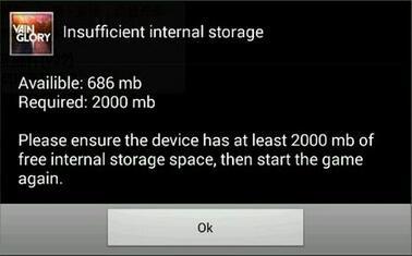 虚荣安装insufficient internal storage解决