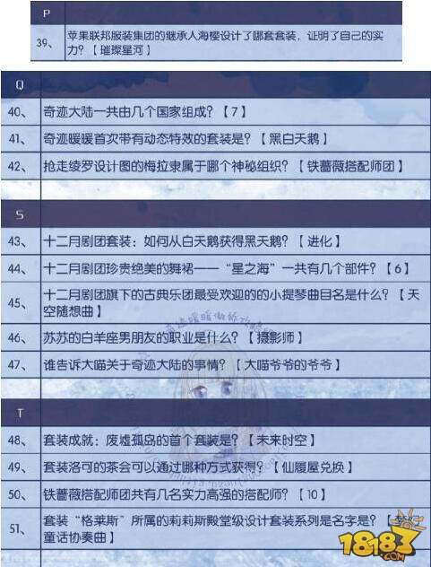 奇迹暖暖奇迹大陆知识问答新增问答攻略