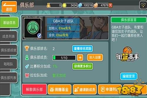 街篮高手女神加盟GBA战队 扬言挑战全服